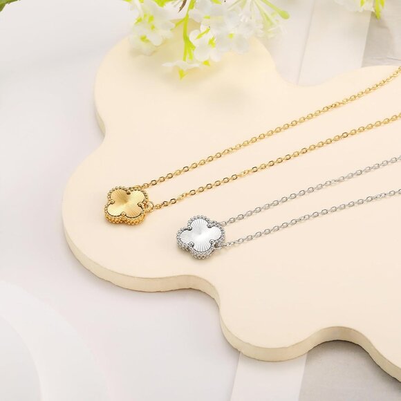 Clover Pendant Necklace for Women 18K Gold Plated Four Leaf Clover Necklaces Luc - Picture 6 of 7